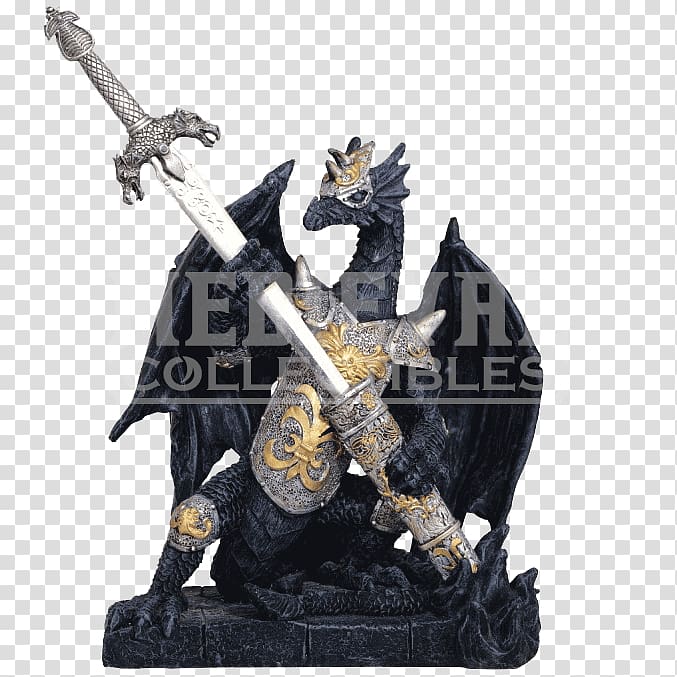 Dragon Sword Statue Sculpture Figurine, medieval dragon transparent background PNG clipart