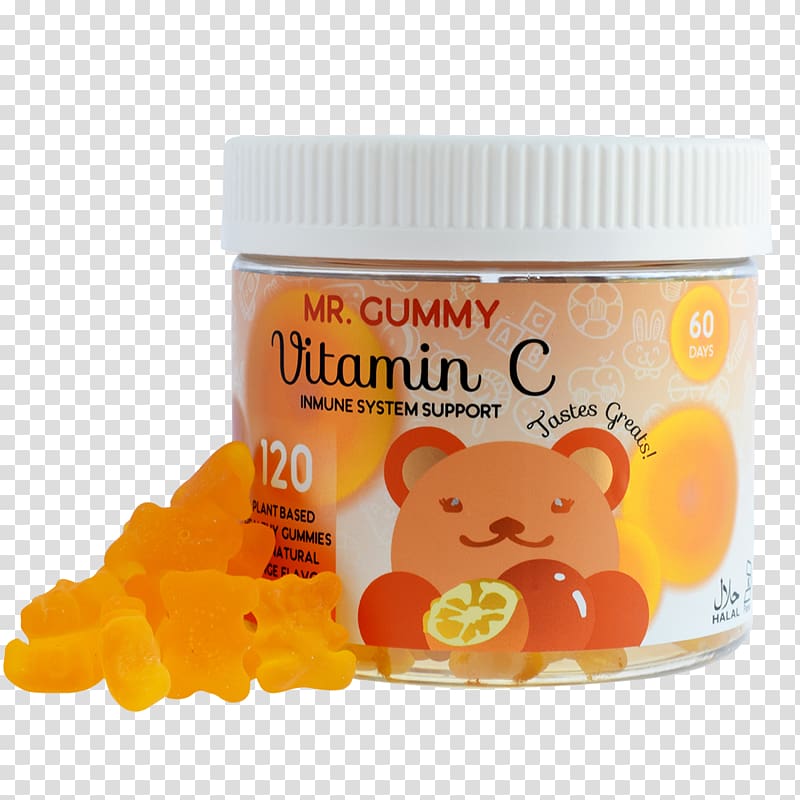 Gummi candy Dietary supplement Multivitamin Vitamin C, orange gummy transparent background PNG clipart