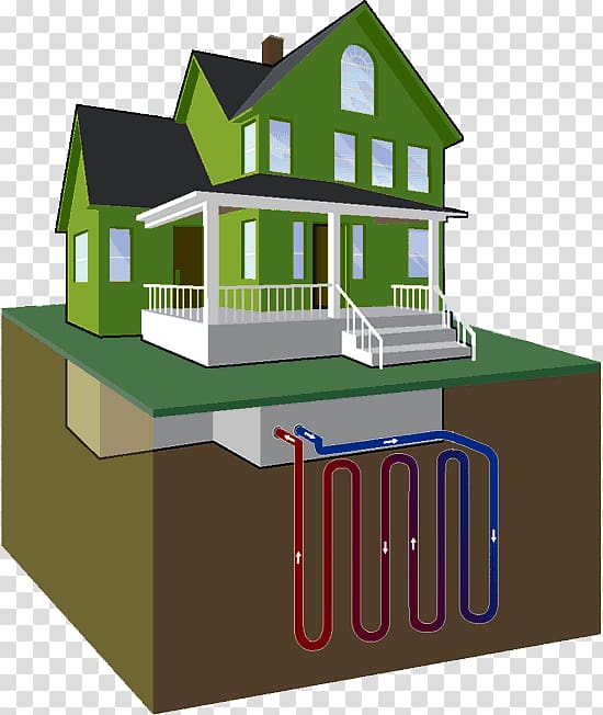 House Geothermal heat pump Geothermal heating Central heating Geothermal energy, house transparent background PNG clipart