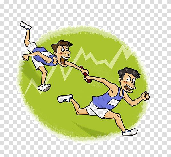 Relay race Racing , Cartoon free kick running man transparent background PNG clipart