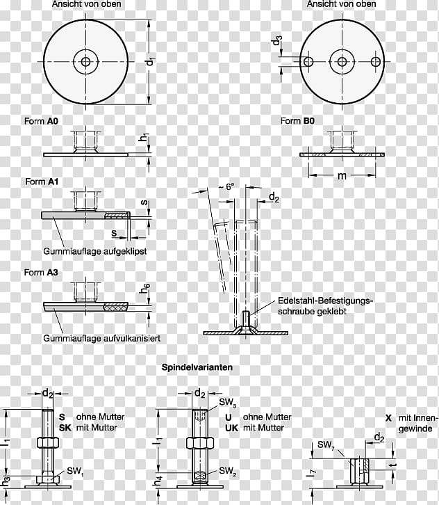 Technical drawing Maskinskor Screw Interchangeable parts Edelstaal, Iso 4032 transparent background PNG clipart