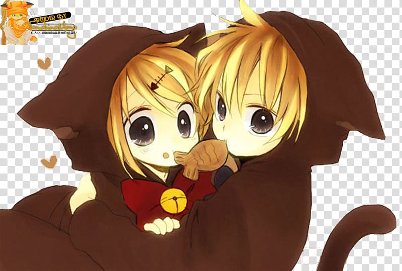 Kagamine Rin/Len Catgirl Vocaloid Chibi, Cat transparent background PNG clipart