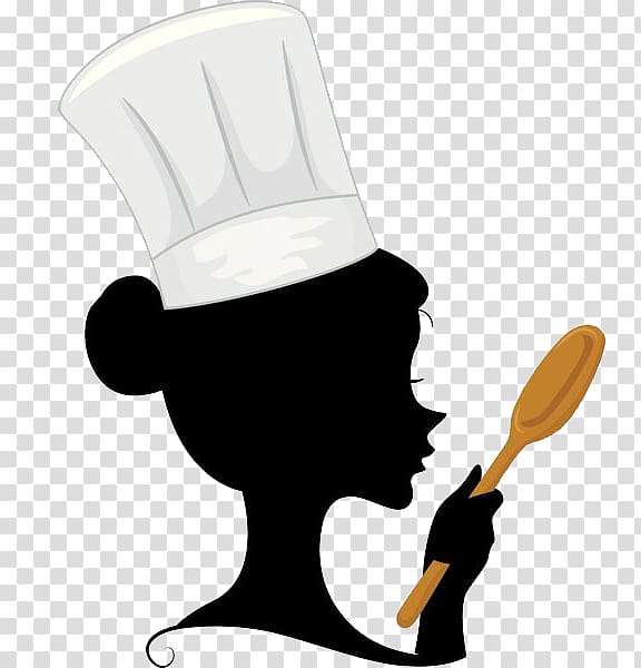 Chef Cooking , A woman chef with a spoon in her hand, silhouette of chef illustration transparent background PNG clipart