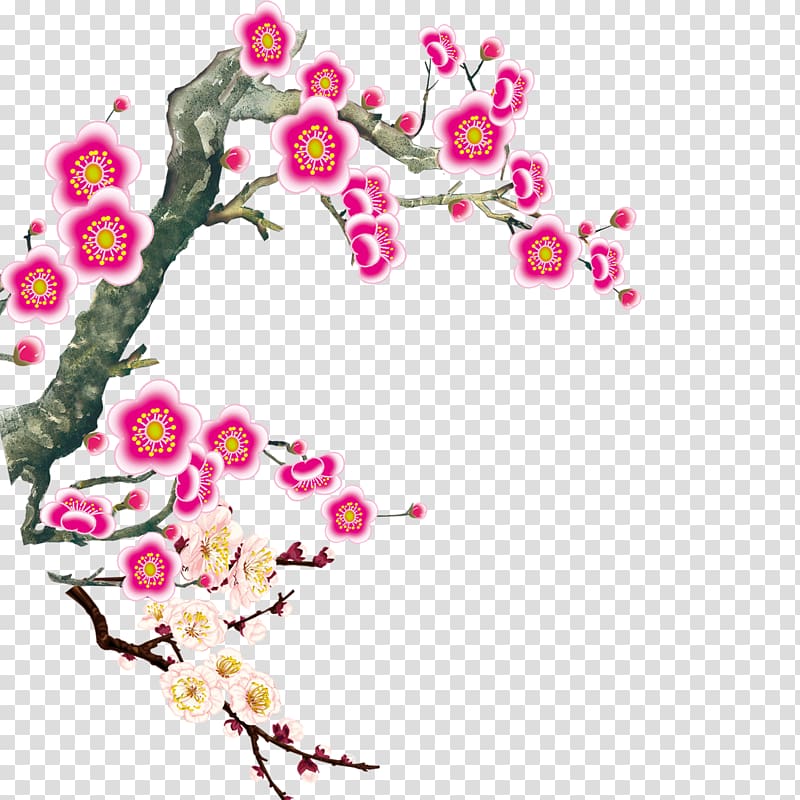 Plum blossom Raster graphics, Plum elements transparent background PNG clipart