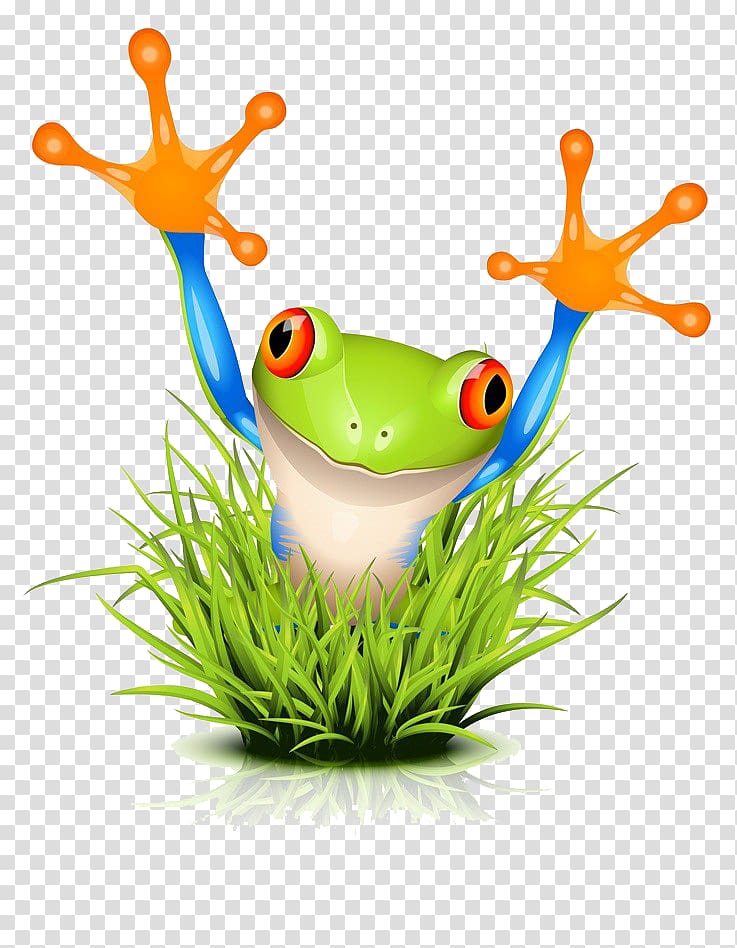 Tree frog , The frogs surrounded by weeds transparent background PNG clipart