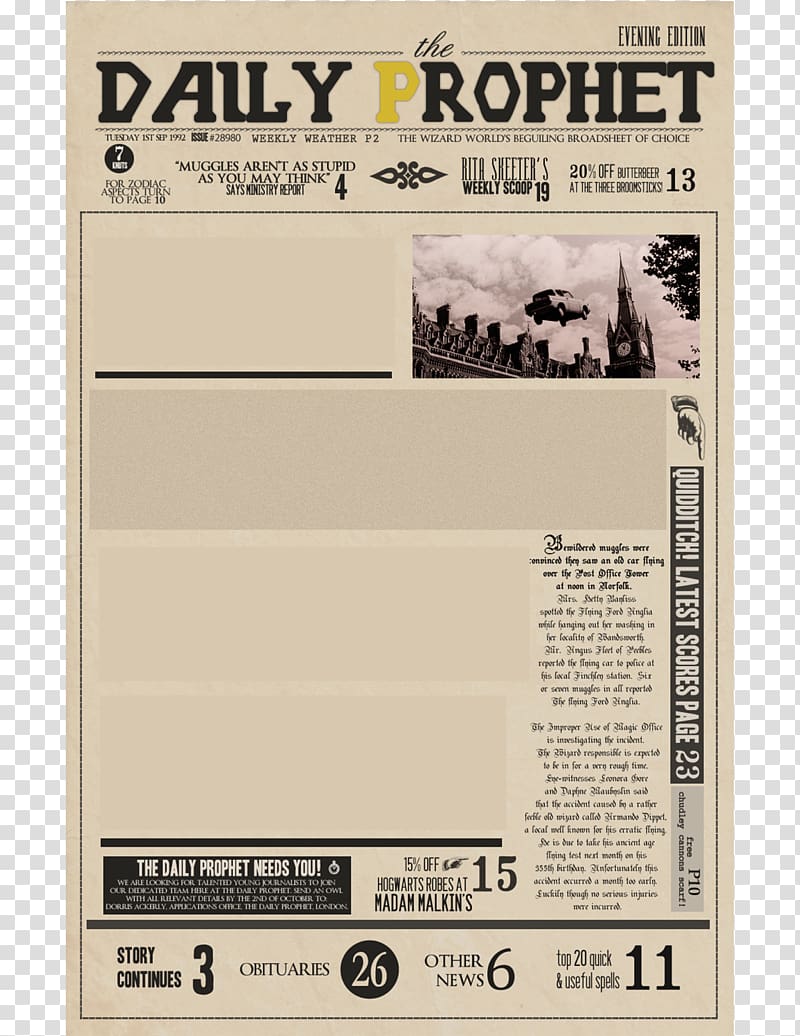 Fictional universe of Harry Potter Sirius Black Harry Potter and the Prisoner of Azkaban Newspaper, Harry Potter transparent background PNG clipart
