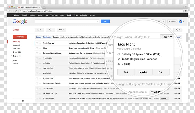 Inbox by Gmail Email Google I/O, send email button transparent background PNG clipart