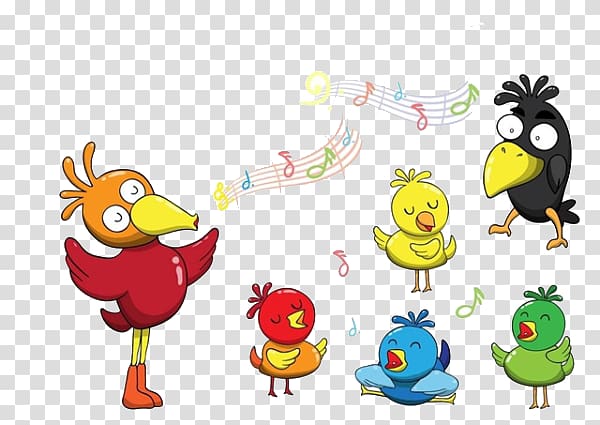 Bird illustration Illustration, Cartoon bird singing material transparent background PNG clipart