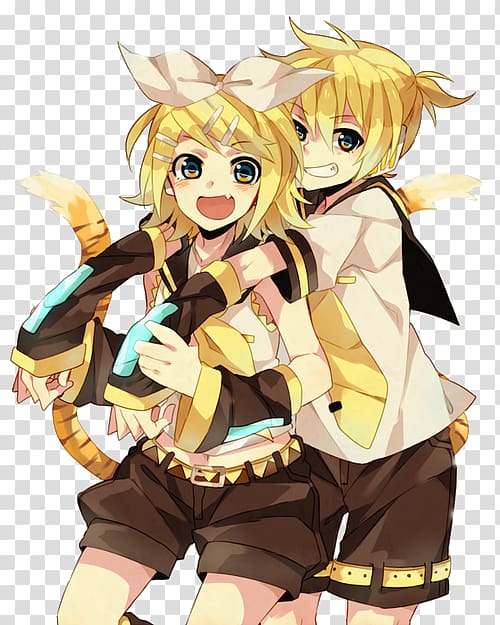 Kagamine Rin/Len Anime Vocaloid Manga Hatsune Miku, twins transparent background PNG clipart