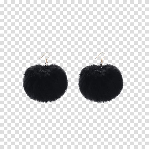 Pom Pom Drop Earrings Black Pom Pom Chain Drop Earrings Fake fur, Pom Pom transparent background PNG clipart