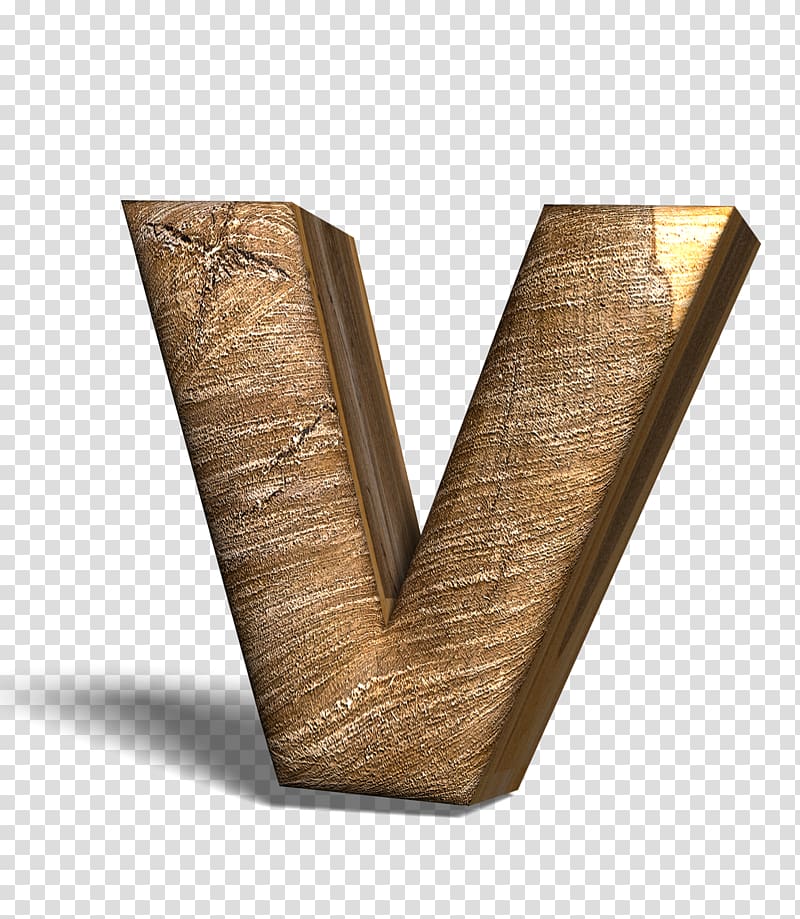 gold-colored v logo, Letter, Wood letters transparent background PNG clipart