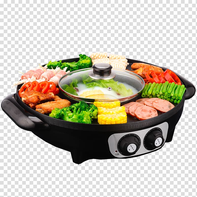Thai suki Sukiyaki Hot pot Shabu-shabu Frying pan, Korean household electric barbecue pits transparent background PNG clipart