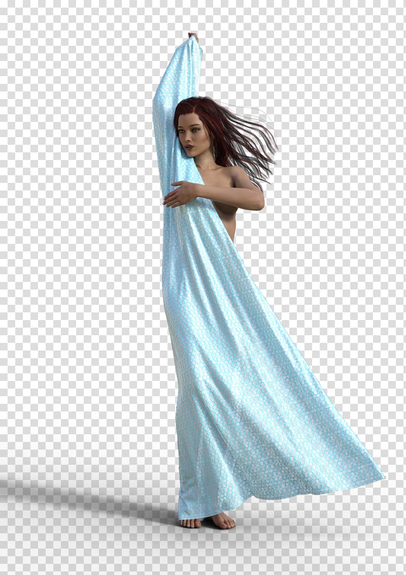 DAZ Studio Dress Gown Satin DAS Productions Inc, Blue Cloth transparent background PNG clipart