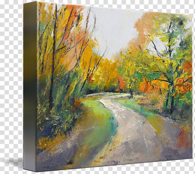 Watercolor painting Canvas print Gallery wrap, Woodland Path transparent background PNG clipart