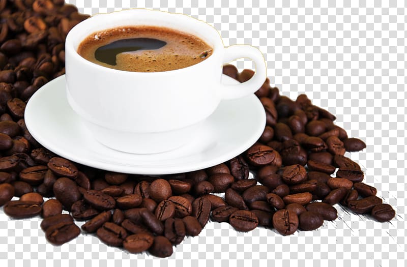 Coffee Cappuccino Espresso Latte Cafe, Real coffee beans transparent background PNG clipart