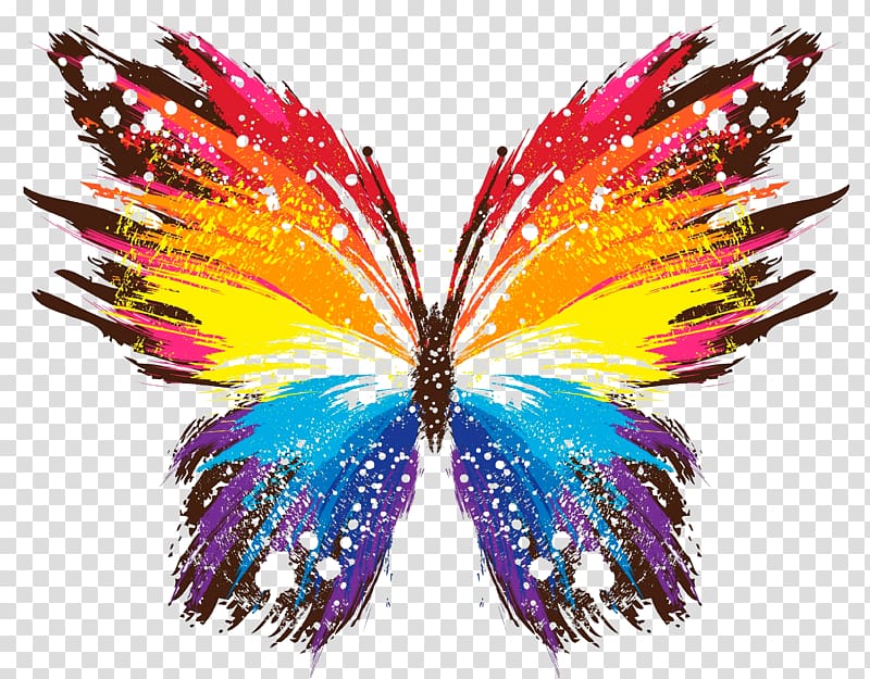 red and multicolored butterfly artwork, Butterfly Painting Drawing Desktop , colorful transparent background PNG clipart
