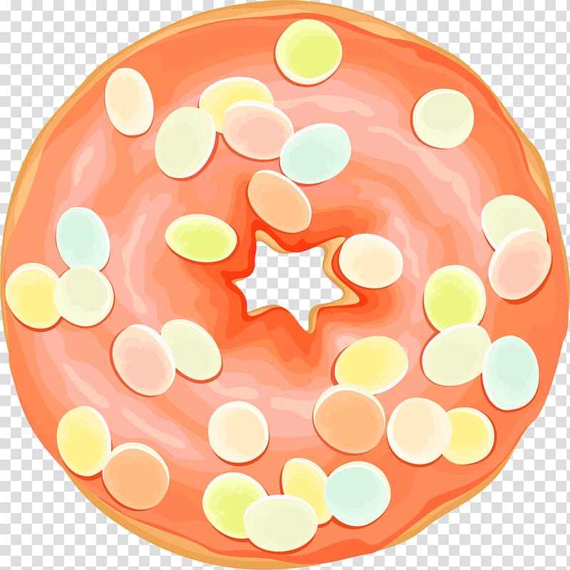 Doughnut Glaze Dessert Sprinkles, Orange delicious donut transparent background PNG clipart