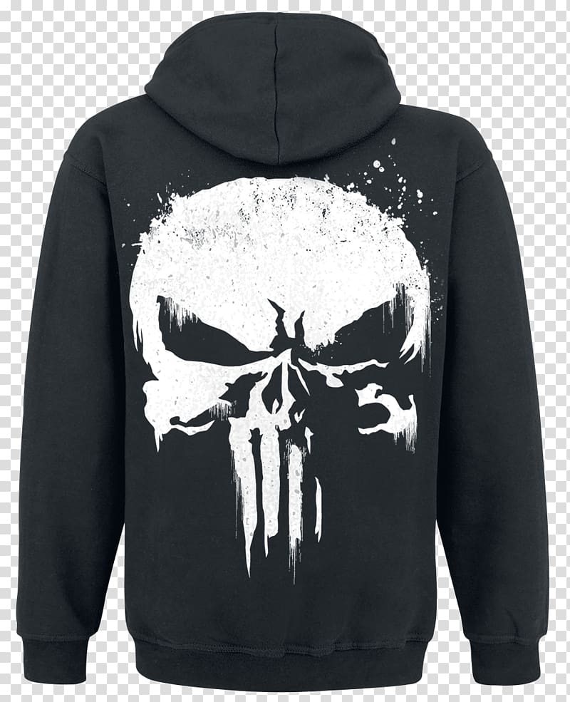 Punisher Marvel Comics Hoodie Black Panther Wakanda, punisher ghost rider transparent background PNG clipart