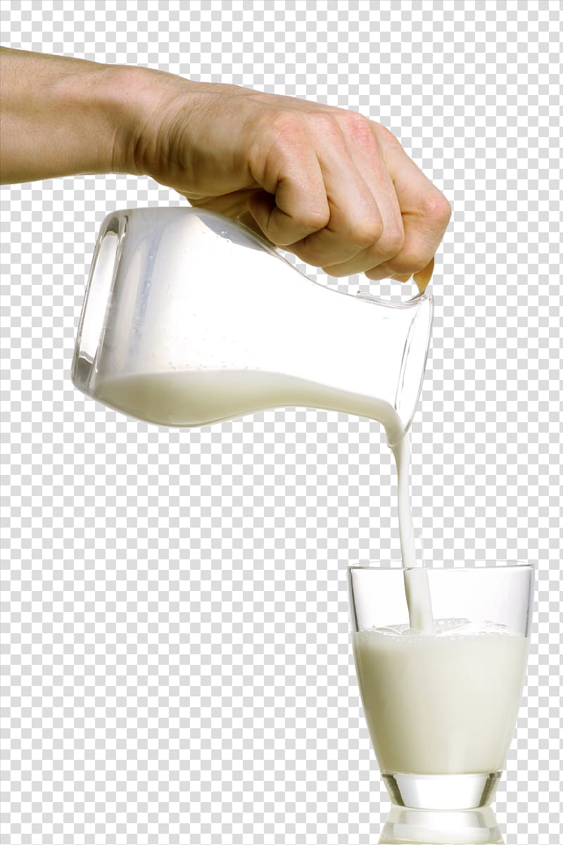 Raw milk Breakfast Glass Cup, Pour the milk cup down transparent background PNG clipart