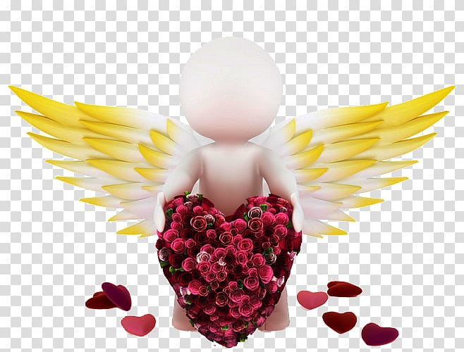 3D computer graphics Heart, angel transparent background PNG clipart