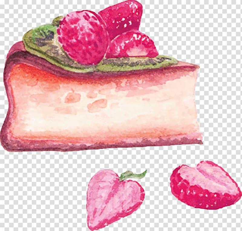 strawberry cake , Strawberry cream cake Cupcake Strawberry pie Layer cake Fruitcake, Strawberry Kiwi Cake material transparent background PNG clipart