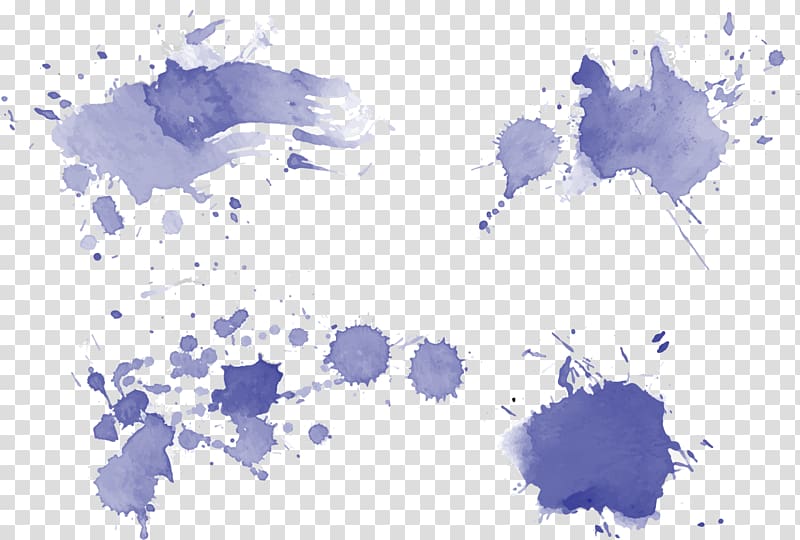 white and blue splatter illustration, Watercolor painting Euclidean Ink, watercolor ink jet transparent background PNG clipart