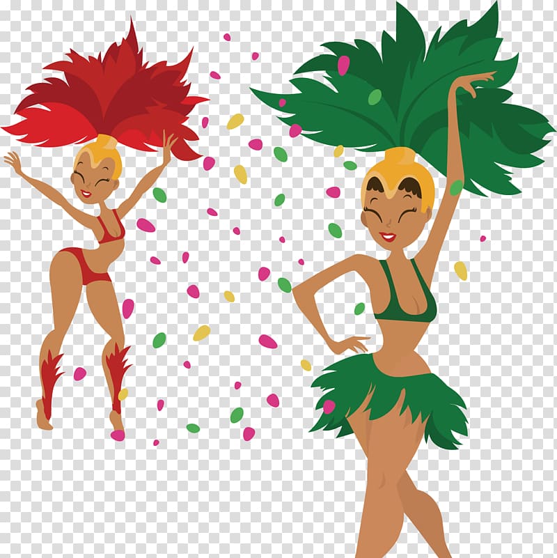 Performance Samba Dancer, painted samba two women transparent background PNG clipart