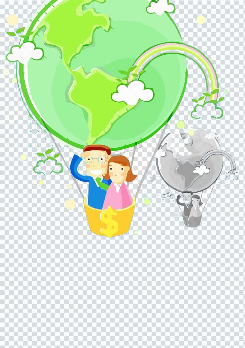 Earth Computer Icons , Green Earth hot air balloon element transparent background PNG clipart