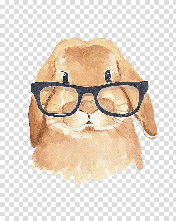 brown animal wearing eyeglasses illustration, Holland Lop The Rhyming Rabbit Hipster, rabbit transparent background PNG clipart