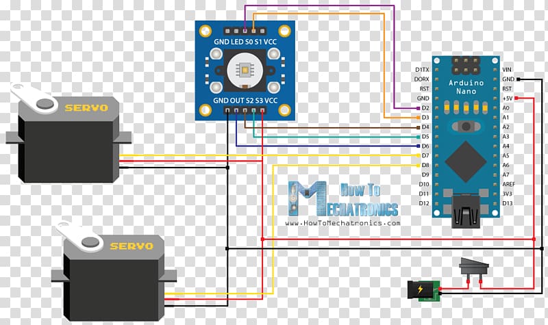 Wiring diagram Arduino Servomotor Color Vehicle audio, colored candy transparent background PNG clipart