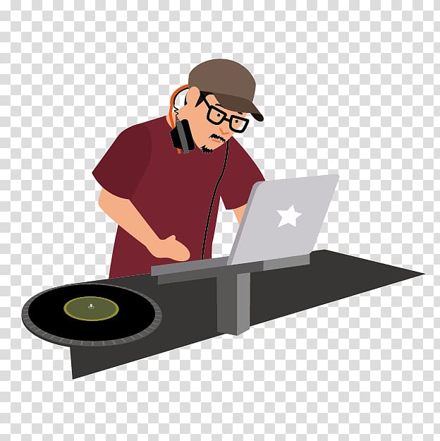 Cartoon Disc jockey Illustration, Cartoon Stage DJ transparent background PNG clipart