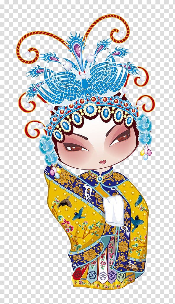 woman wearing traditional dress illustration, Peking opera Chinese opera Cartoon, Chinese elements transparent background PNG clipart