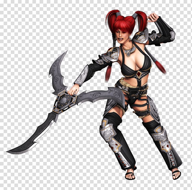 red-haired female character holding gray weapon, Woman With Long Sword transparent background PNG clipart