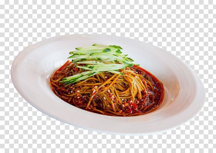 Spaghetti alla puttanesca Chow mein Chinese noodles Fried noodles, Spicy melon table surface transparent background PNG clipart