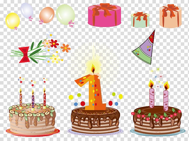 Birthday cake Wedding invitation , Various elements birthday transparent background PNG clipart