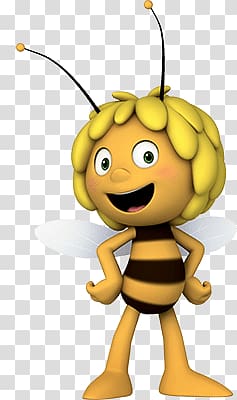 animated bee illustration, Maya Standing transparent background PNG clipart