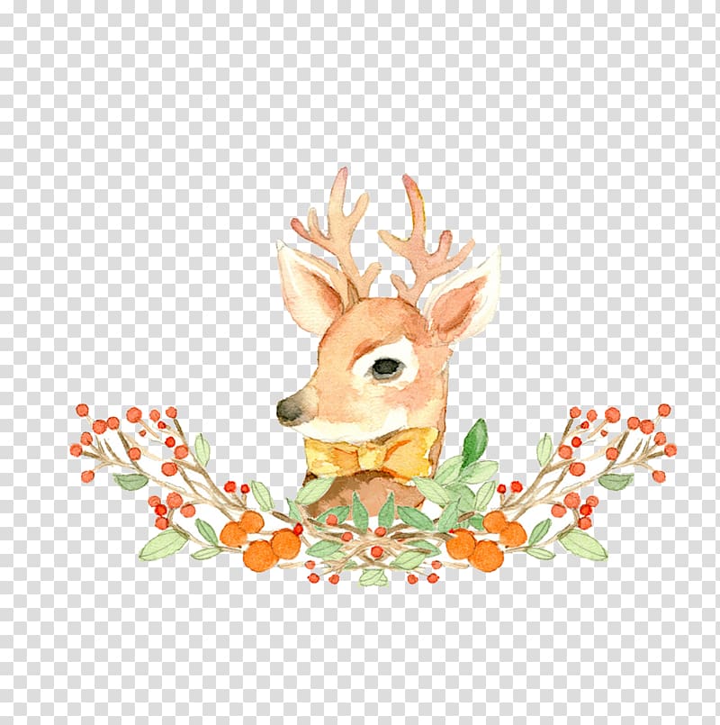 brown deer graphic, Reindeer Pxe8re Davids deer, Yellow creative decorative deer transparent background PNG clipart