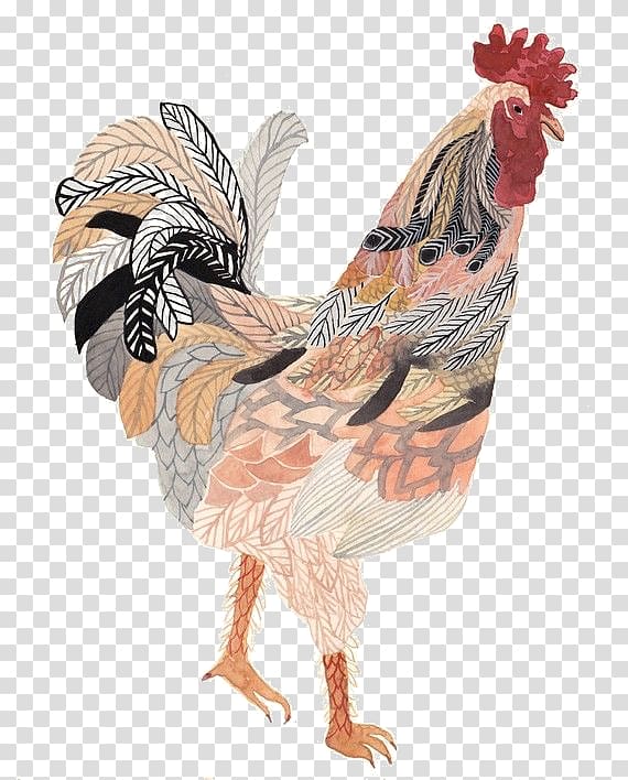 Rooster Chicken Paper Chinese New Year Lunar New Year, Colorful cock transparent background PNG clipart