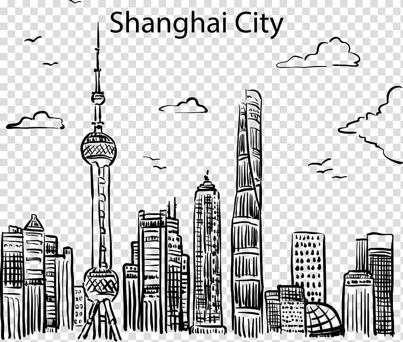 Oriental Pearl Tower Drawing, City Line transparent background PNG clipart