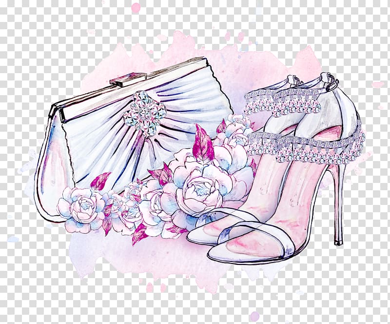 white bag illustration, Paper High-heeled footwear Shoe, Women Shoes transparent background PNG clipart