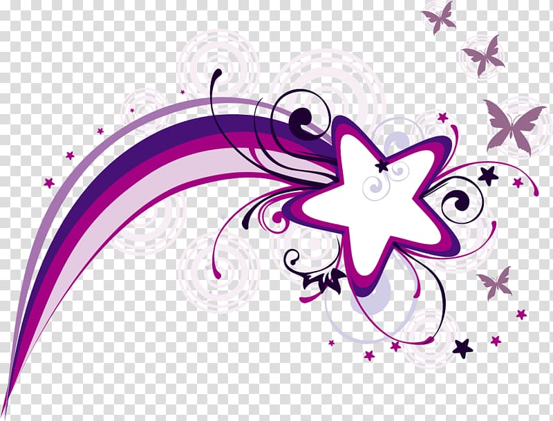 Purple ribbons stars transparent background PNG clipart