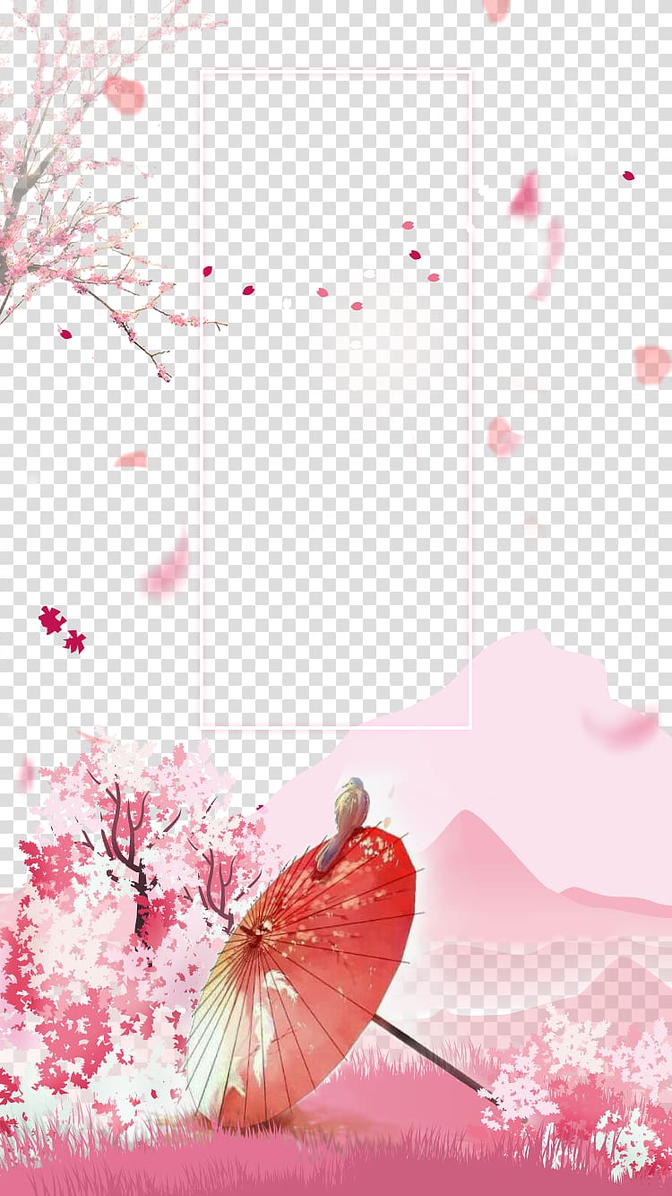 Paper Cherry blossom Pink , Cherry umbrella transparent background PNG clipart