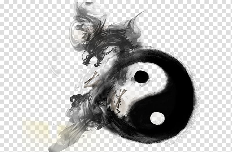 Ying Yang logo, Tai chi Budaya Tionghoa Taiji Yin and yang Qi, Ink Dragon transparent background PNG clipart