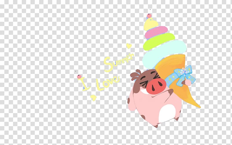 Designer Illustration, Free to pull the material of ice cream pig transparent background PNG clipart