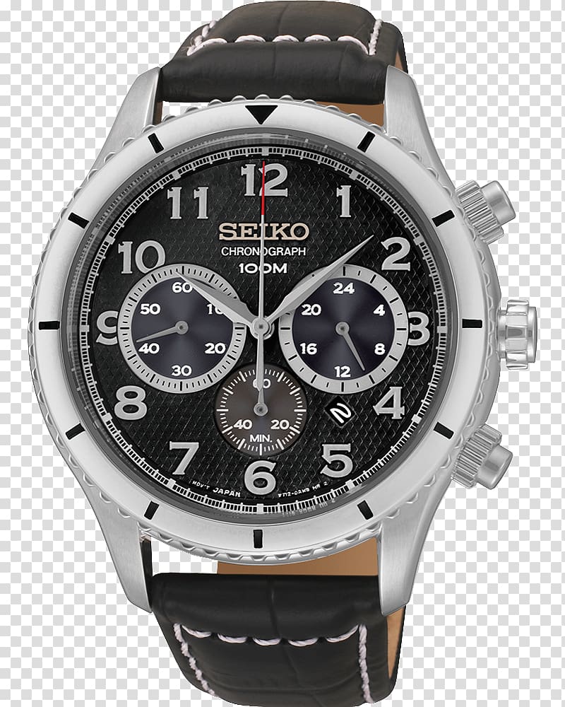 Chronograph Seiko 5 Watch Leather, watch transparent background PNG clipart