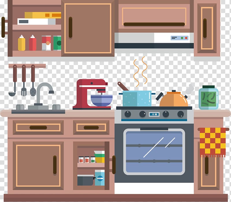 Kitchen Cabinet Kitchenware Cartoon Kitchen Transparent