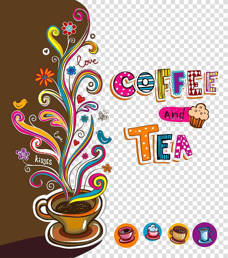 brown ceramic teacup illustration, Coffee Latte Tea Cafe Internet Password Organizer, Coffee illustration poster transparent background PNG clipart