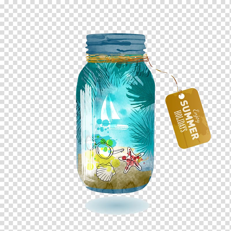 Beach Bottle Illustration, Drifting bottle Beach Products transparent background PNG clipart