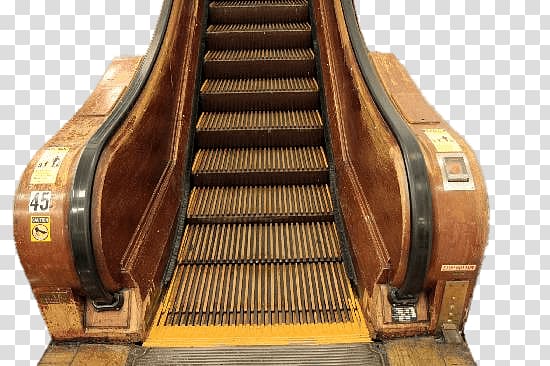 brown and black escalator, Wooden Escalator transparent background PNG clipart