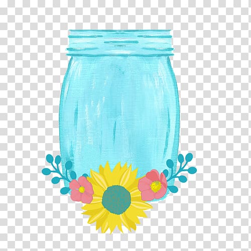 Mason jar Vase Common sunflower Youth, mason jar with flowers transparent background PNG clipart